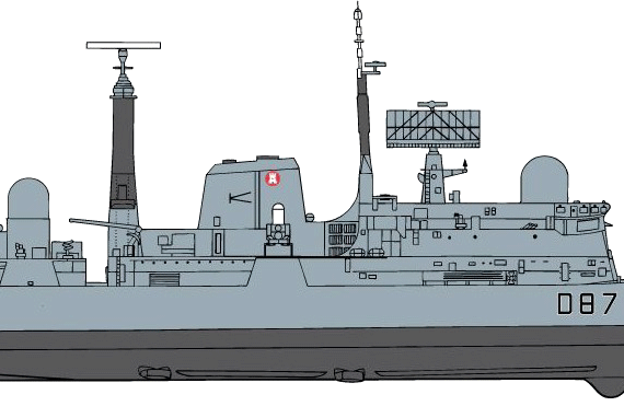 Корабль HMS Newcastle D87 [Type 42 Batch 1 Destroyer] - чертежи, габариты, рисунки